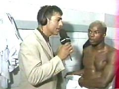 EricDeman catches a hot footballer in the locker room adjusting his towel just before being interviewed and inadvertently revealing his big wet cock., Added: 2012-09-22 by Eric Deman