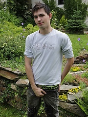 Patrick Bones masturbating his hard cock outdoors., Added: 2014-05-02 by East Boys