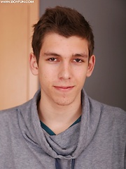 Cute Martin Hunter busts a nut over his stomach., Added: 2018-01-15 by East Boys